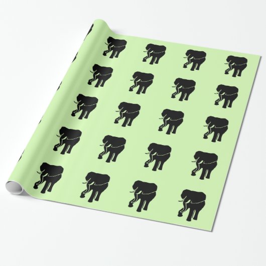 Papier Cadeau Vert éléphant africain (Déroulé)
