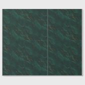 Papier Cadeau Vert émeraude et texture de marbre doré Luxe (Plat)