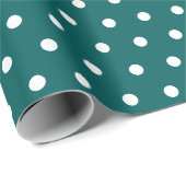 Papier Cadeau Vert émeraude | Point Polka blanc (Coin rond)