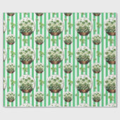 Papier Cadeau Vert émeraude rayé Clover mignon St. Patrick Day (Plat)