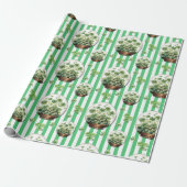 Papier Cadeau Vert émeraude rayé Clover mignon St. Patrick Day (Déroulé)