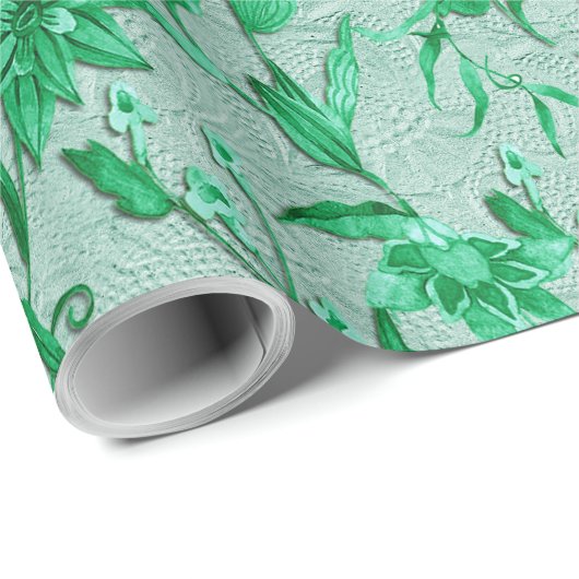 Papier Cadeau Vert émeraude sur support de texture sculptée (Coin rond)