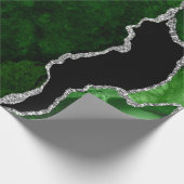 Papier Cadeau Vert et argent faux paillettes agate (Coin)