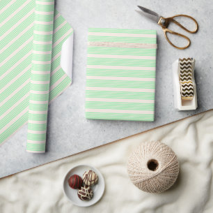 Papier Cadeau Vert et beige cinq rayures motif