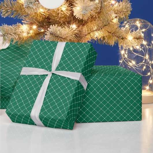 Papier Cadeau Vert et blanc Moderne Plaid Noël (Vacances)