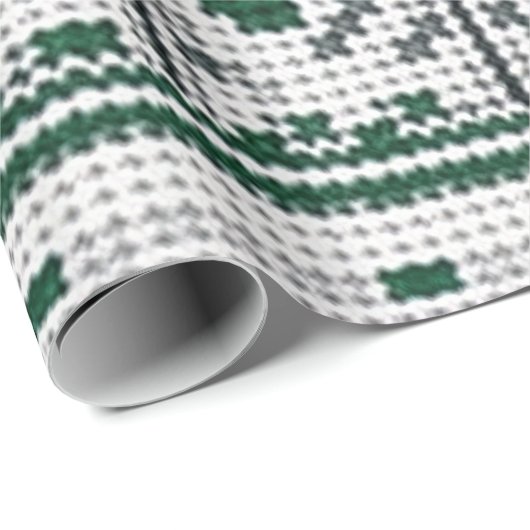 Papier Cadeau Vert et blanc occupé accrocheur (Coin rond)