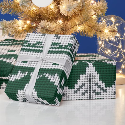 Papier Cadeau Vert et blanc occupés accrocheurs (Vacances)