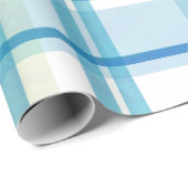 Papier Cadeau Vert et bleu de plaid de Madras (Coin rond)