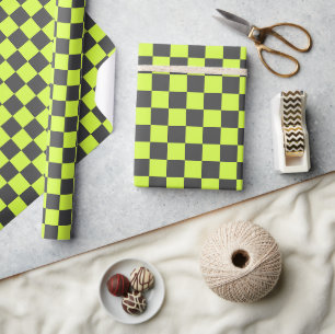 Papier Cadeau Vert et gris À damiers Motif