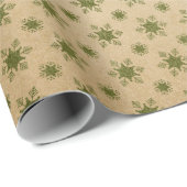 Papier Cadeau Vert et Kraft Noël Rétro (Coin rond)