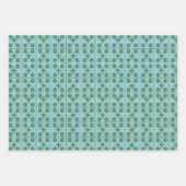 Papier cadeau vert et sarcelle à pois rétro (Devant 2)