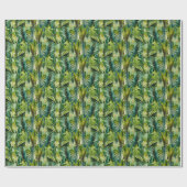 Papier Cadeau Vert et Turquoise Aquarelle Tropical Palm Feuille (Plat)