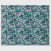 Papier Cadeau Vert et Turquoise Feuilles Morris (Plat)
