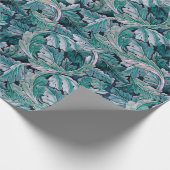 Papier Cadeau Vert et Turquoise Feuilles Morris (Coin)