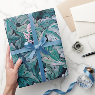 Papier Cadeau Vert et Turquoise Feuilles Morris