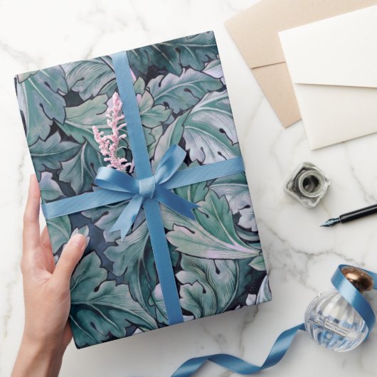 Papier Cadeau Vert et Turquoise Feuilles Morris (Cadeaux)