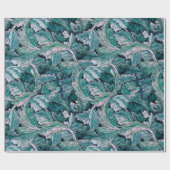 Papier Cadeau Vert et Turquoise Feuilles Morris (Plat)