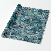 Papier Cadeau Vert et Turquoise Feuilles Morris (Déroulé)