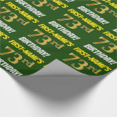 Papier Cadeau Vert, Faux/Imitation Or, "73e anniversaire" (Coin)