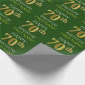Papier Cadeau Vert, Faux Or "HEUREUX 70e ANNIVERSAIRE" (Coin)