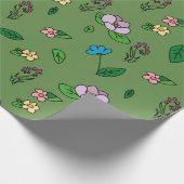 Papier Cadeau Vert floral d'été moderne (Coin)