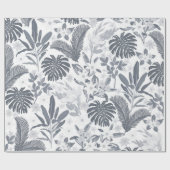 Papier Cadeau Vert floral gris tropical (Plat)