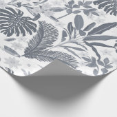 Papier Cadeau Vert floral gris tropical (Coin)