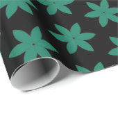 Papier Cadeau Vert Floral Noir Moderne Élégant Motif tendance (Coin rond)