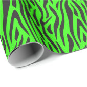 Papier Cadeau Vert Fluorescent Petit Imprimé Zèbre (Coin rond)