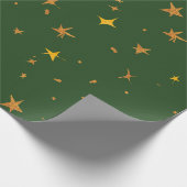 Papier Cadeau Vert foncé Abstrait avec étoiles d'or (Coin)