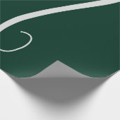 Papier Cadeau Vert foncé Élégant Moderne Plain Monogramme de son (Coin)