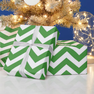 Papier Cadeau Vert foncé et chevron de mariage d'anniversaire bl