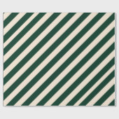 Papier Cadeau Vert foncé et rayures blanches antiques (Plat)