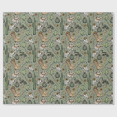 Papier Cadeau Vert foncé Occident rire Cowboy Crâne & Cactus (Plat)