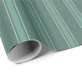 Papier Cadeau Vert foncé & Rayures Vertes (Coin rond)