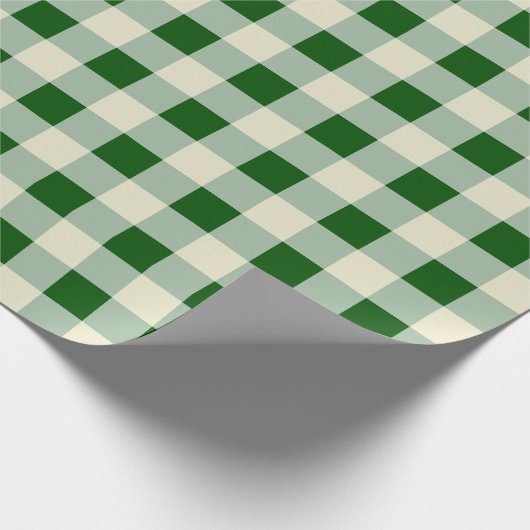 Papier Cadeau Vert foncé, Sage, Crème - Vérification médiane (Coin)