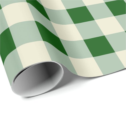 Papier Cadeau Vert foncé, Sage, Crème - Vérification médiane (Coin rond)