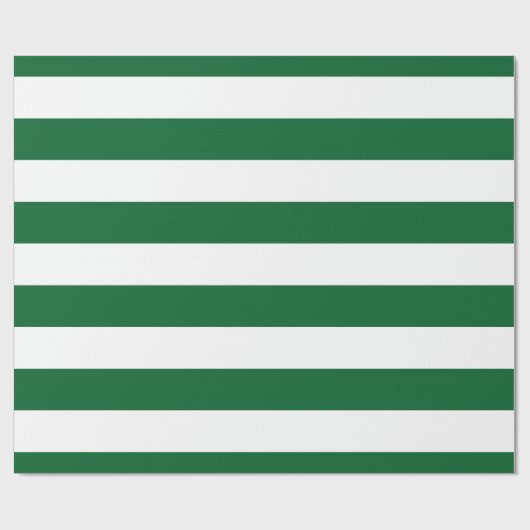 Papier Cadeau Vert forêt, blanc Motif rayures XL (Plat)
