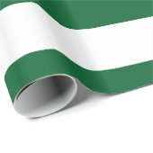 Papier Cadeau Vert forêt, blanc Motif rayures XL (Coin rond)