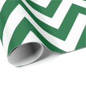 Papier Cadeau Vert forêt Blanc XL Chevron Motif ZigZag (Coin rond)