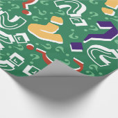 Papier Cadeau Vert fou d'énigme de mystère de points (Coin)
