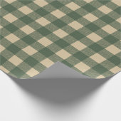 Papier Cadeau Vert Gingham Rustique Campagne (Coin)