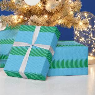 Papier Cadeau Vert Grass Blue Water Sky Géométrique Motif mignon