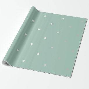 Papier Cadeau Vert gris VIP de menthe d'argent de petits points