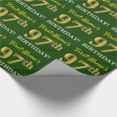 Papier Cadeau Vert, Imitation Gold Look "97e anniversaire" (Coin)