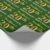 Papier Cadeau Vert, Imitation Or Look "20e anniversaire" (Coin)