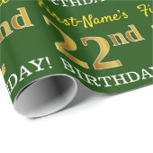 Papier Cadeau Vert, Imitation Or Look "22e anniversaire" (Coin rond)