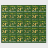 Papier Cadeau Vert, Imitation Or Look "24e anniversaire" (Plat)
