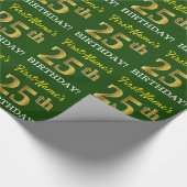 Papier Cadeau Vert, Imitation Or Look "25e anniversaire" (Coin)