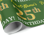 Papier Cadeau Vert, Imitation Or Look "25e anniversaire" (Coin rond)